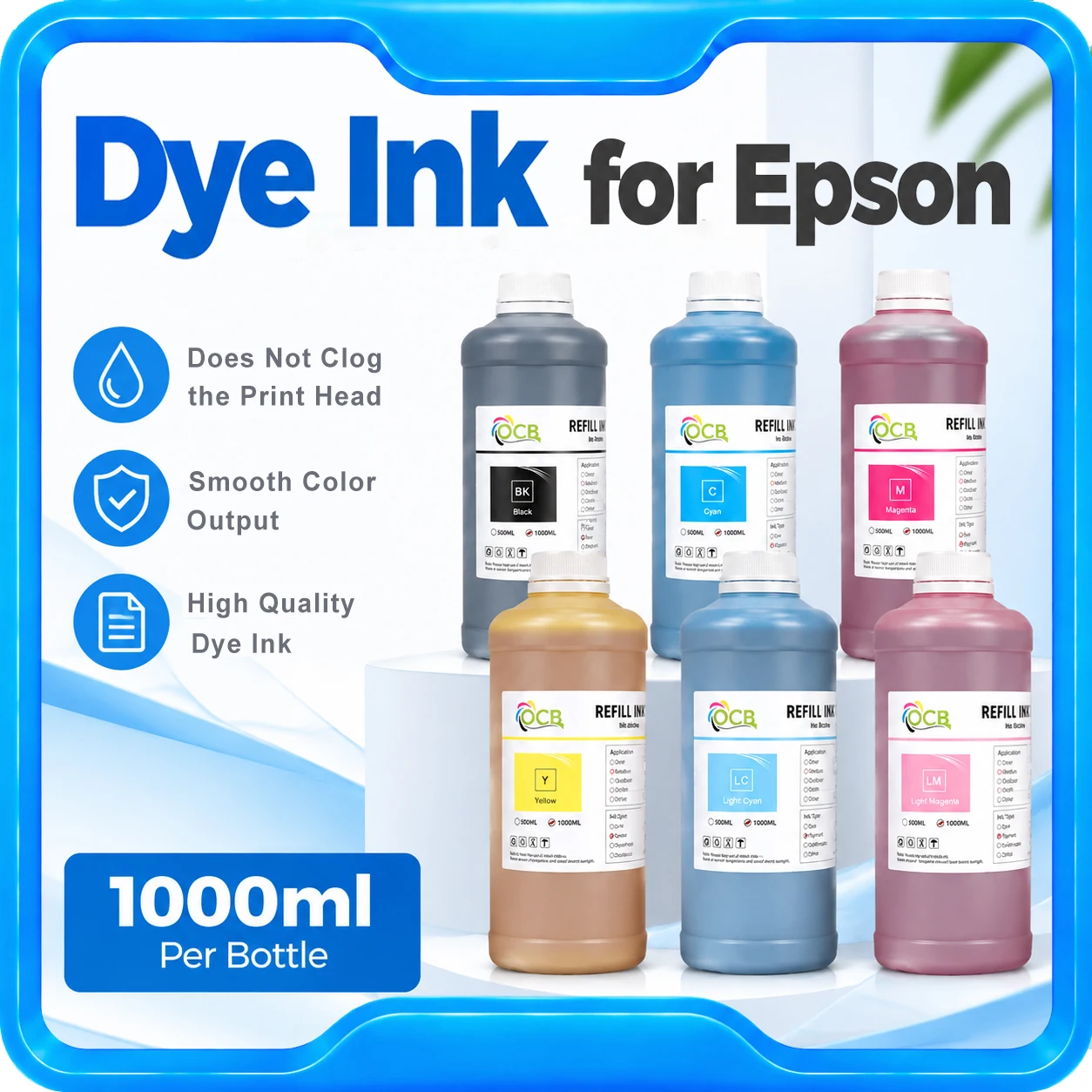 1000ml D700 Refill Dye Ink for Epson D700 FUJI DX100 Printer BK C M Y LC LM color High quality dye ink for epson D700 printer