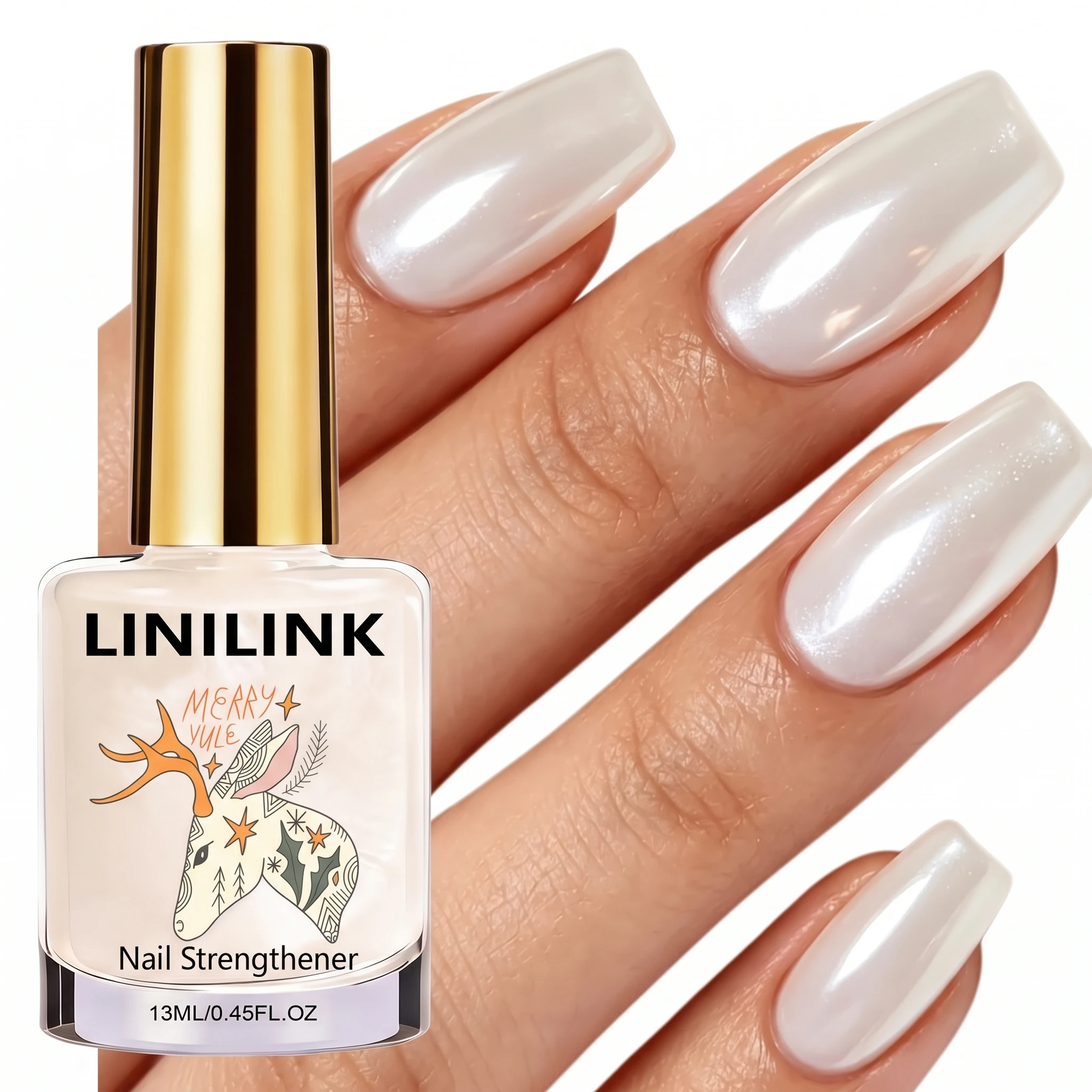 LINILINK Cool Clear Pearlized Polish, Glossy Naturally Quick-Dry, for Spring/Summer Hand & Foot, Perfect Gift for Busy DIY Lover