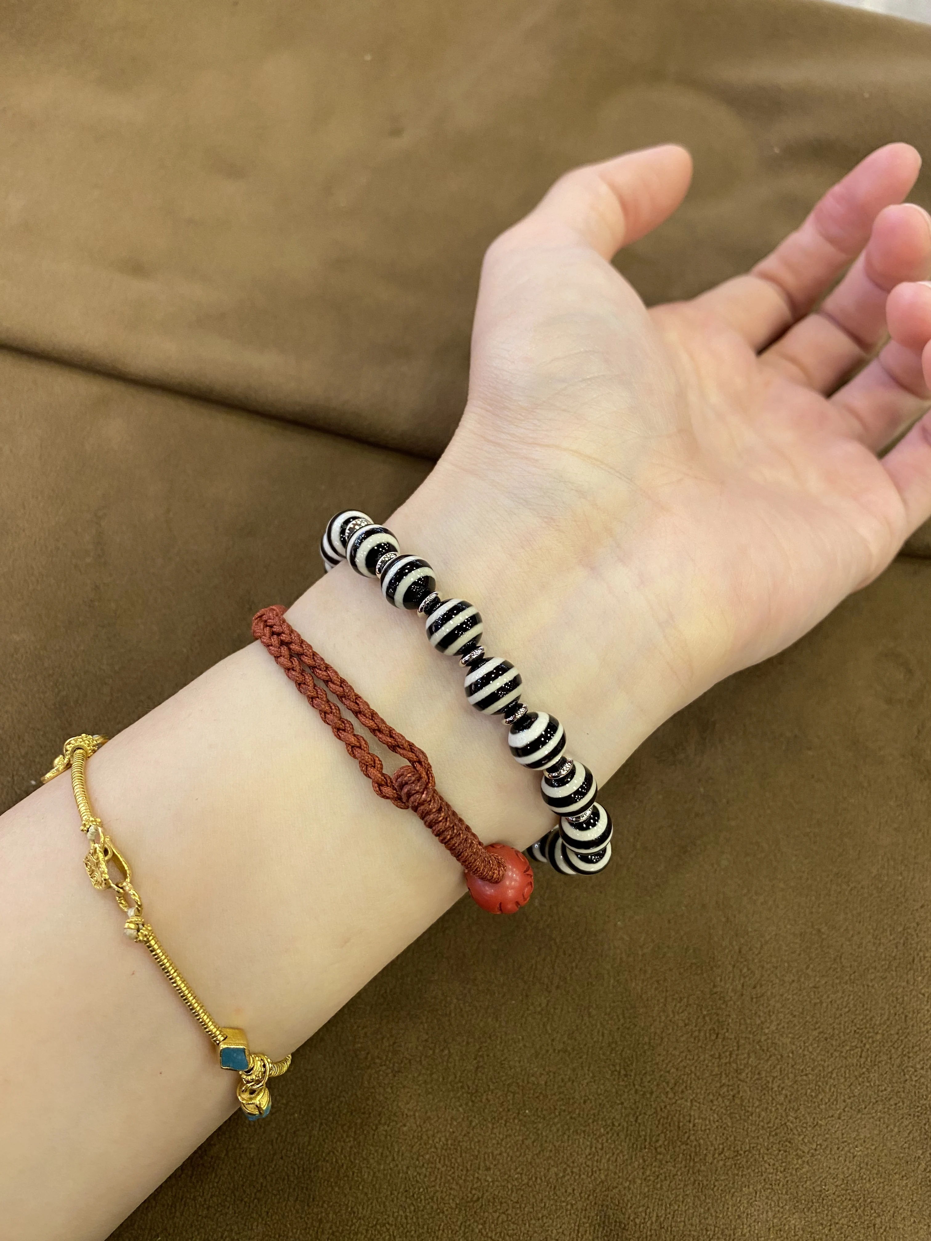 Black & White Striped Agate Bracelet, Tibetan Style view 5