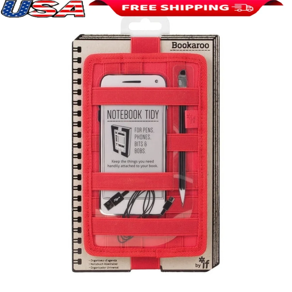 دفتر ملاحظات مرتب، حامل مرن، حامل قرطاسية، حاملات كتب، فكرة هدية، تصميم أنيق، لون أحمر غير قابل للانزلاق