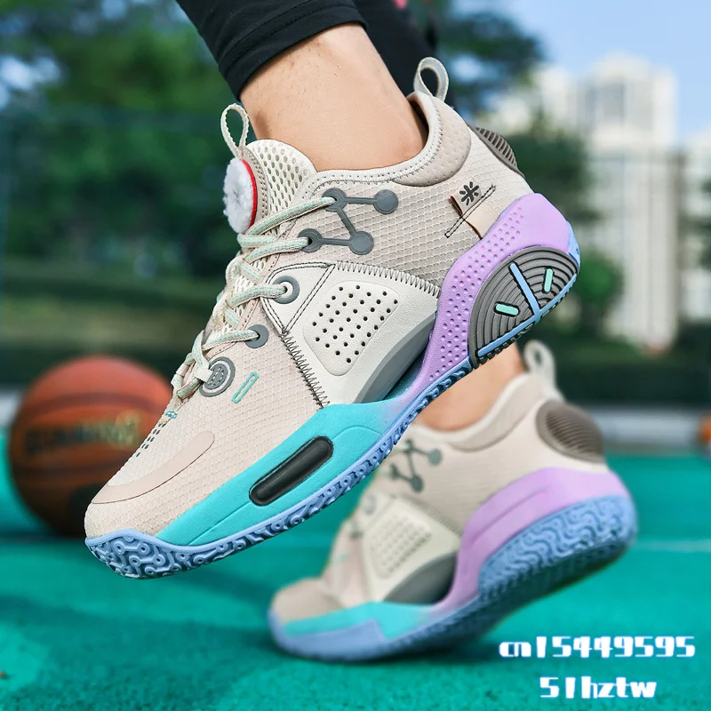 Sapatos de basquete para homens respirável sola de borracha rendas até sapatos ao ar livre indoor sports training tênis de basquete masculino