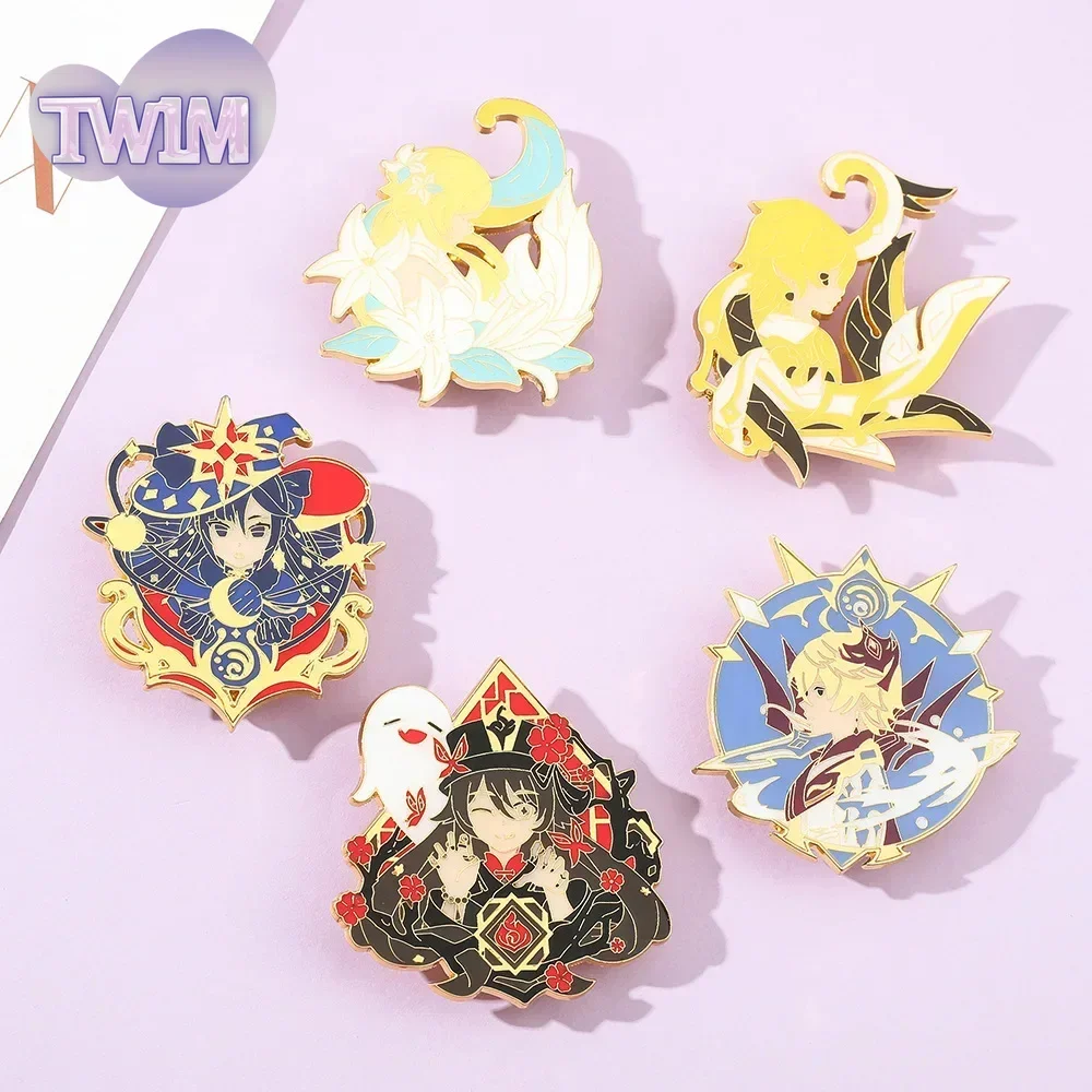 Anime Genshin Impact Yae Miko Yun Jin Pins Brooch Albedo Arataki Itto Gorou Shenhe Figure Enamel Badge Brooches Lapel Pin Gift