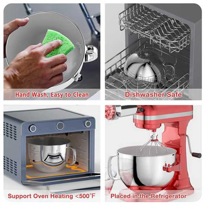 A38M Stainless Steel Bowl With Handle +Stainless Steel Inlet For Kitchenaid 6Q Bowl-Lift Stand Mixer Accessories