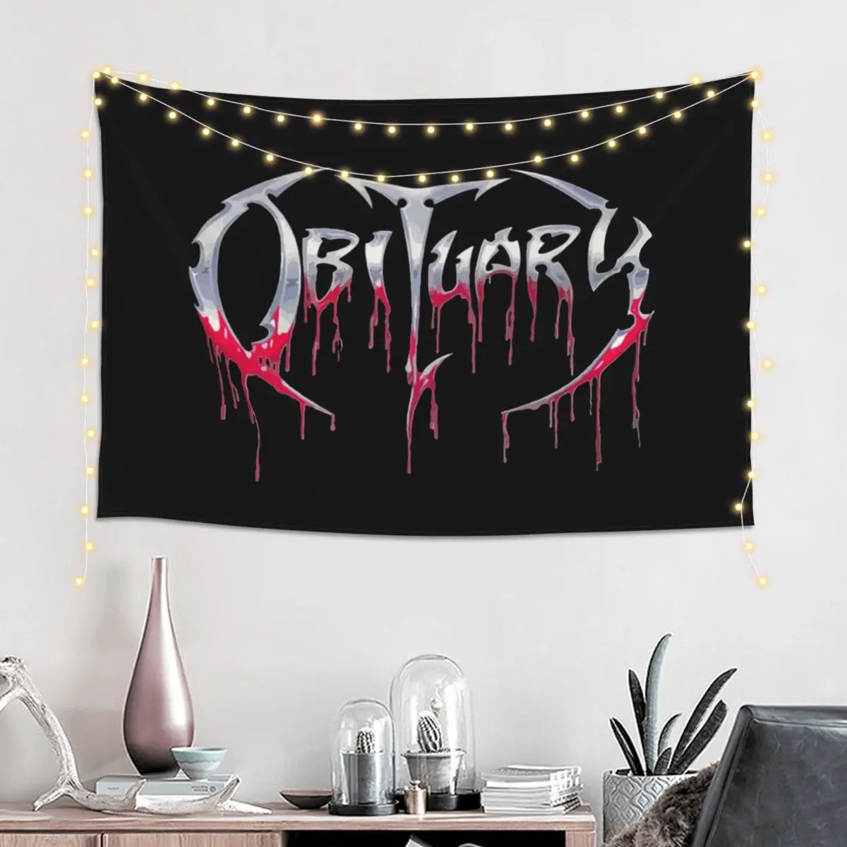 Obituary Death Metal Rock Band Music Tapestry Funny Wall Hanging Aesthetic Home Decoration Tapestries for Living Room Bedroom