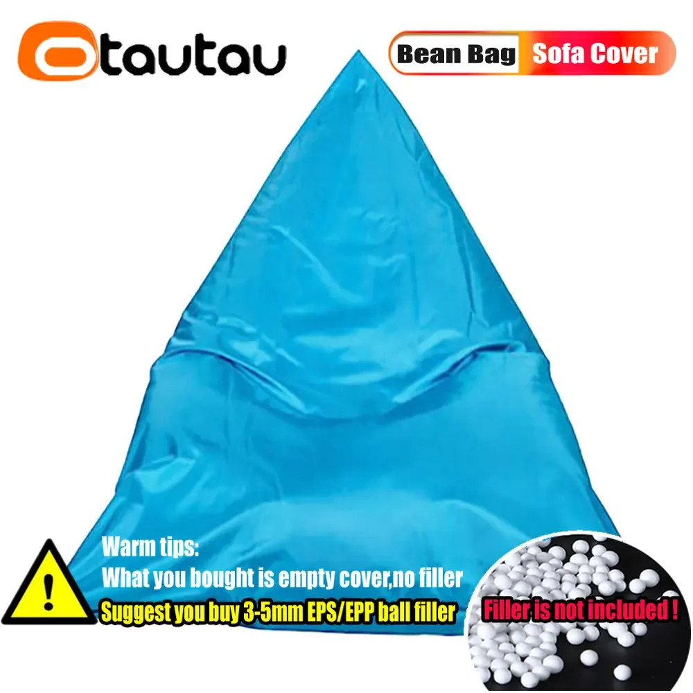 OTAUTAU Outdoor Bean Bag Pouf Cover No Filler Garden Beach Swimming Pool Puff Pillow Sac Camping Chaise Lounge Waterproof DD036