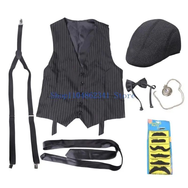 5asd 1920s Mens Costume,Roaring 20s Costumes Accessories Halloween Cosplay Costume