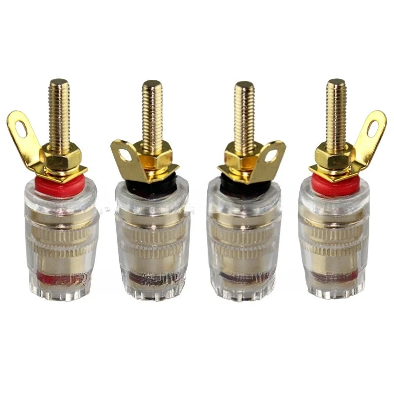 ‌2pcs Gold-Plated Pure Copper Medium Binding Post for Amplifier Speaker, Crystal Clear Extended Banana Jack with