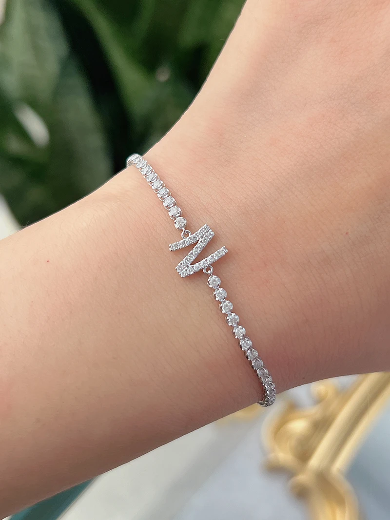 LUOWEND 100% 18K White/Yellow/Rose Gold Bracelet Women Luxury Letter Shape 1.10carat Real Natural Diamond Bracelet Fine Jewelry - view 6