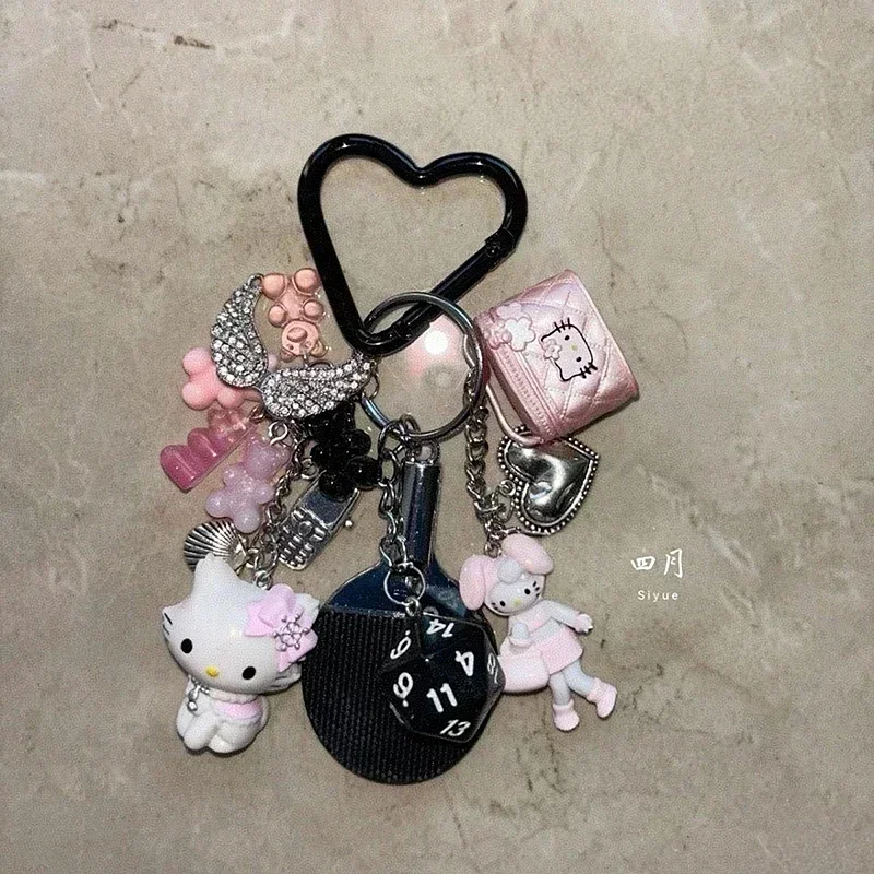 Hawaii Hello Kitty Sommer Schlüsselanhänger Charm Japanischer Tan Sanrios Taschenanhänger Vintage Kawaii Geldbörse Schlüsselanhänger Zubehör für Mädchen Geschenk