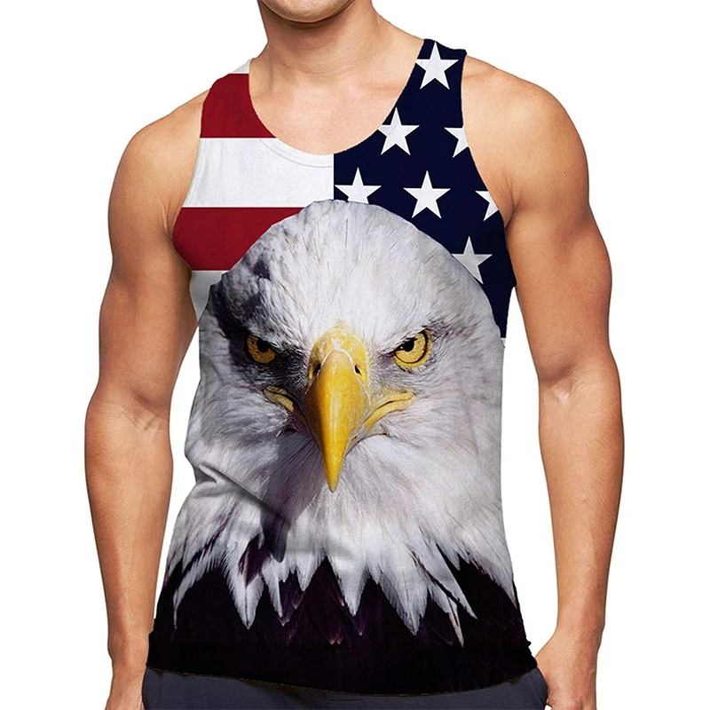 Summer Hot Sales USA Eagle National Flag Tank Tops 3D Print Men/Women Sleeveless Tops Fashion Oversized Men\'s Vests Gym Clothing