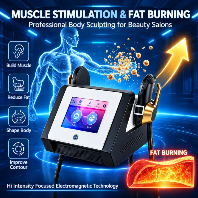 Mecavie 6500W Professional Body Shaping Machine 2 Handles Muscle Stimulator Body Contouring Device for Salon Home Use