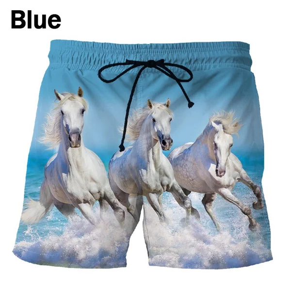 New Fashion 3d Horse Racing Print Shorts Cute Funny Animal Creative Casual Beach Shorts