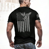 2024 New Men's Round Neck T Shirt Eagle Flag Printed T-Shirt Tops Summer Men's Sports Big Size Clothing Fitness Short Sleeve