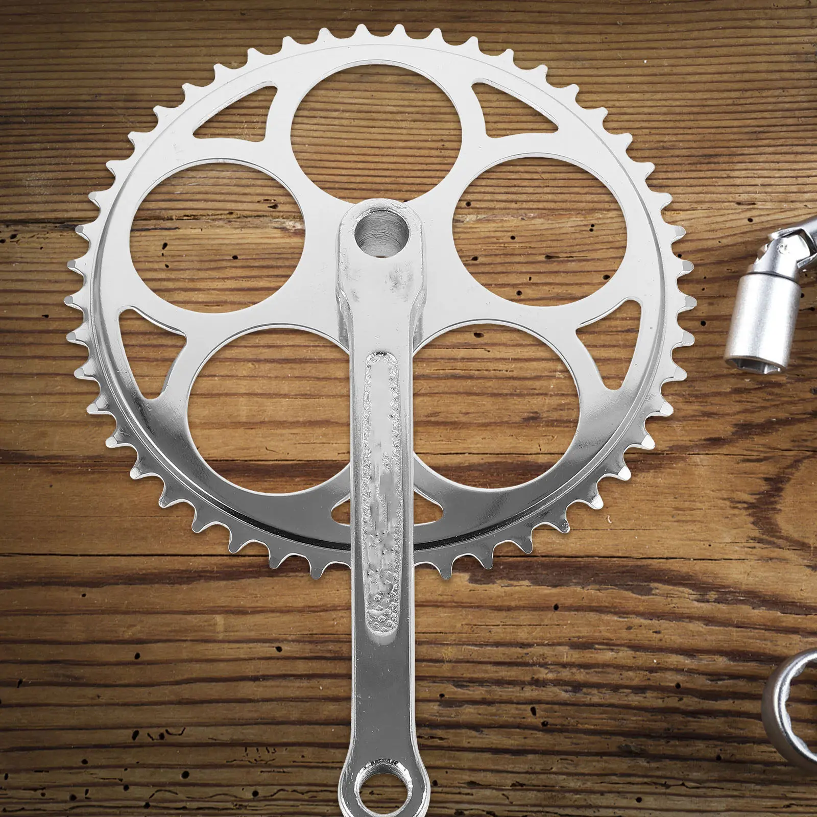 

1Set Sturdy Lightweight Bicycle Crankset Steel Crank Arm and Chainring Colorfast Finish for Fixed Gear Folding Single Speed Bike