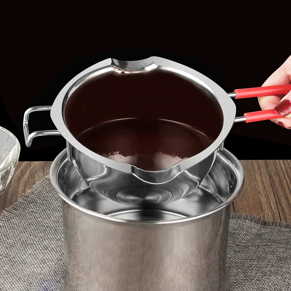 304 Stainless Steel Butter Heating Pot Chocolate Melting Pot Long Handle Non-stick Pot Water Melting Bowl Kitchen Baking Tools