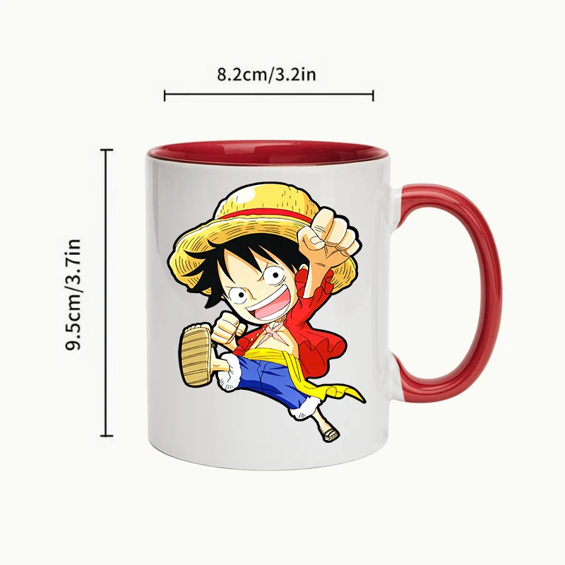 Tasse en céramique dessin animé One Piece, Luffy Roronoa Zoro, Sanji Kawaii Ctue, cadeaux de Noël pour les amis et la famille, 1PC