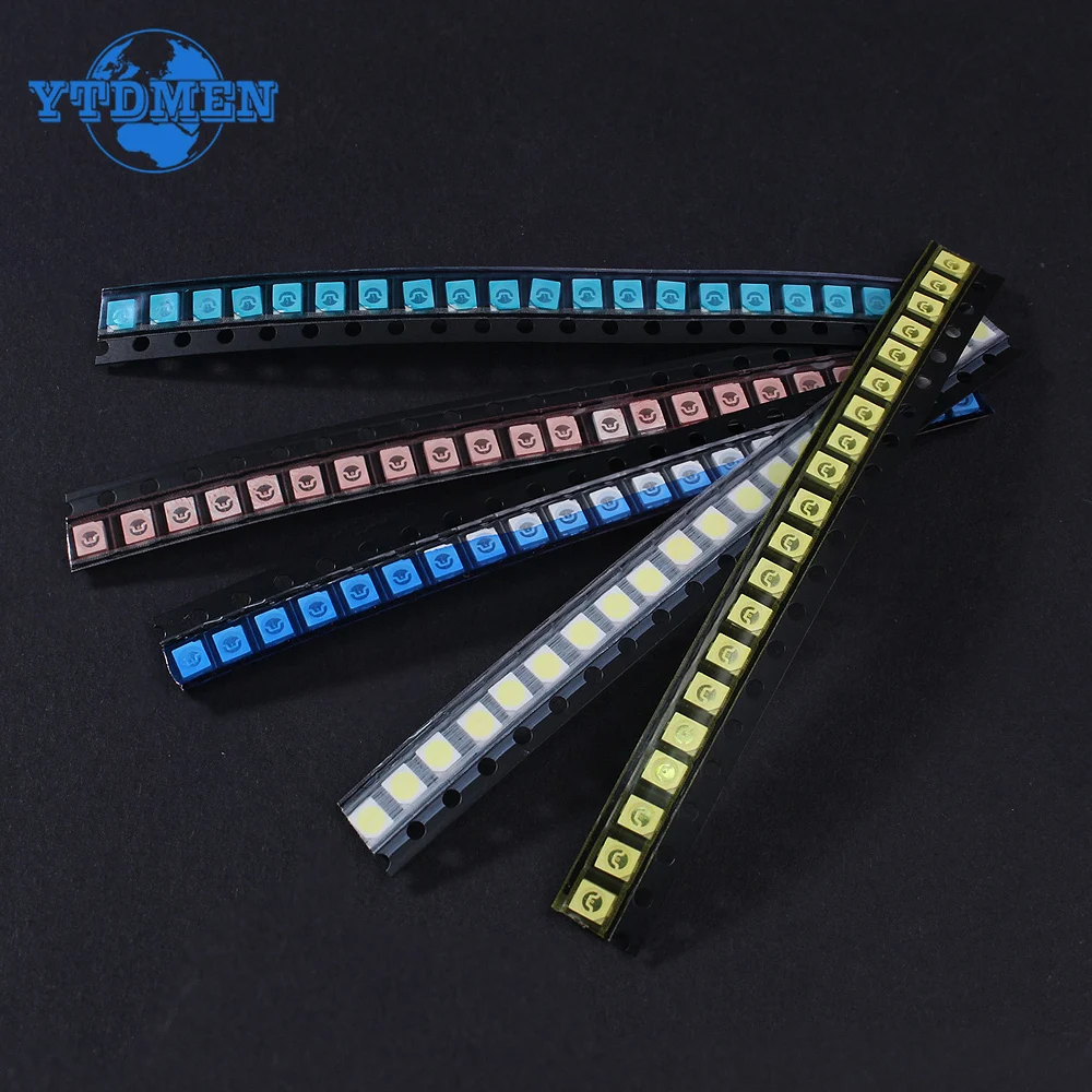 100/200pcs SMD 5050 LED Assortment Kit High Brightness 5 Color White Red Yellow Green Blue Light Emitting Diodes Electronics