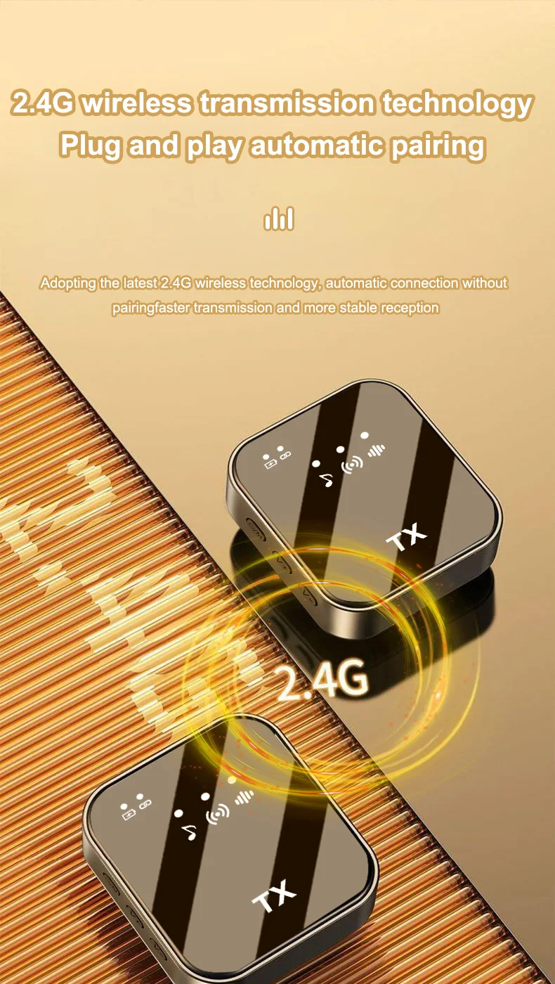 Wireless Lavalier Microphone Noise Cancelling Clip Mic Rechargeable For IOS Android Live Streaming Podcast Vlog Recording