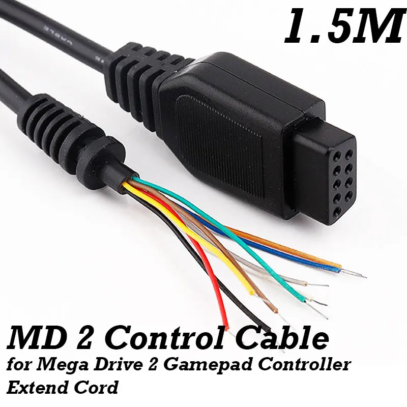 Cable for Sega Genesis 2 MD 2 Control Cable for Mega Drive 2 Gamepad Controller Extend Cord 9Pin Game Console Wire
