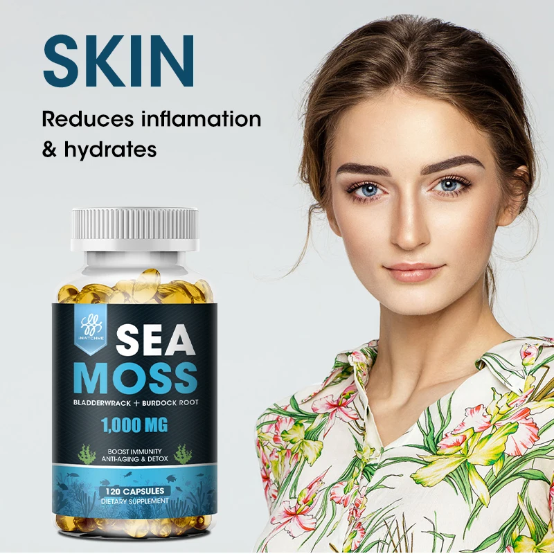 Organic Sea Moss Capsule WIth Zinc Supports Thyroid Health Anti-aging Antioxidant Improve Immunity Detox Beauty Health