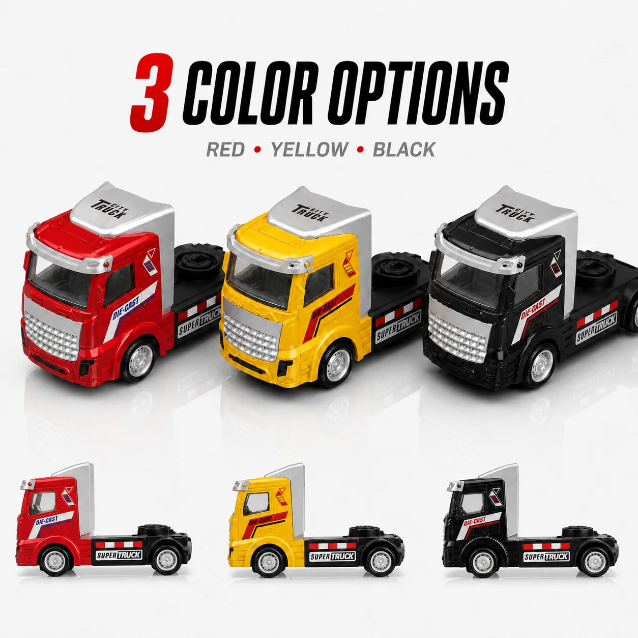 MQUDUO 1:36 City Truck Cab Model, Die-Cast Pull Back Vehicle with Detailed Interior, New Year Holiday Gift and Display Decor