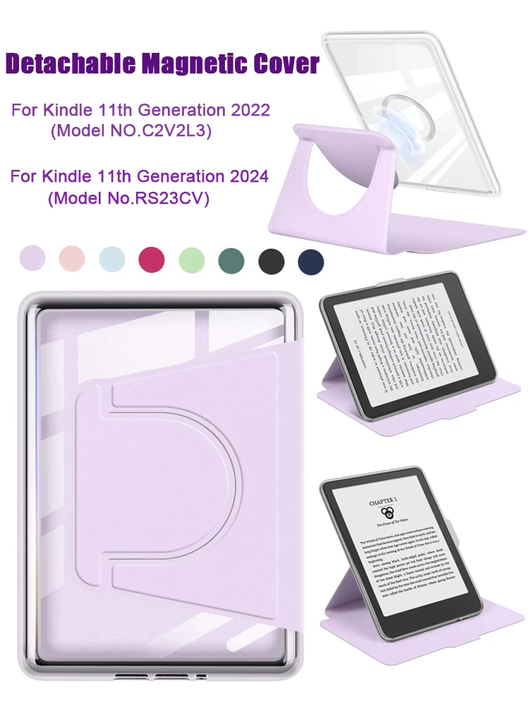 360 °   Drehbare Hülle für 6-Zoll All-New Kindle 11. Generation-2024 2022 Release C2V2L3 RS23CV Abnehmbare Magnetische Funda Smart Cover