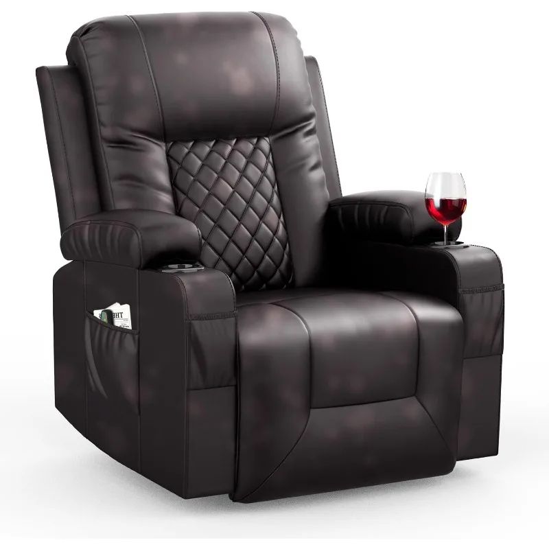 Recliner ChairsAdults,Massage Rocker Heated Modern Ergonomic Lounge360Degree Swivel Single Sofa Seat Living RoomLoungeRecliners