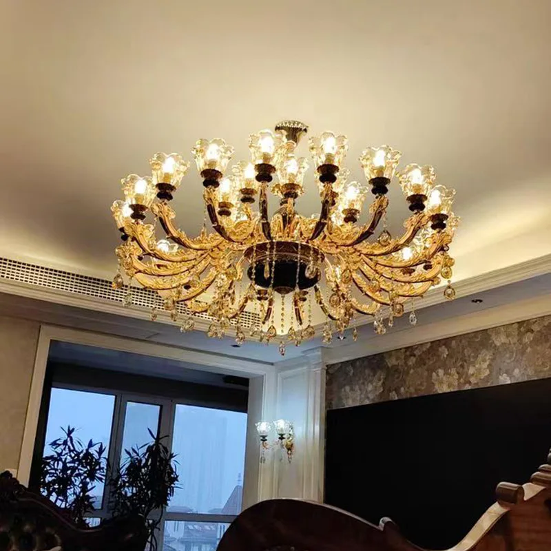 

Hotel Lobby Luxury Crystal Chandeliers Modern Minimalist Lights Creative Personality Ceramic Luminaire Hall Lighting Fixtures