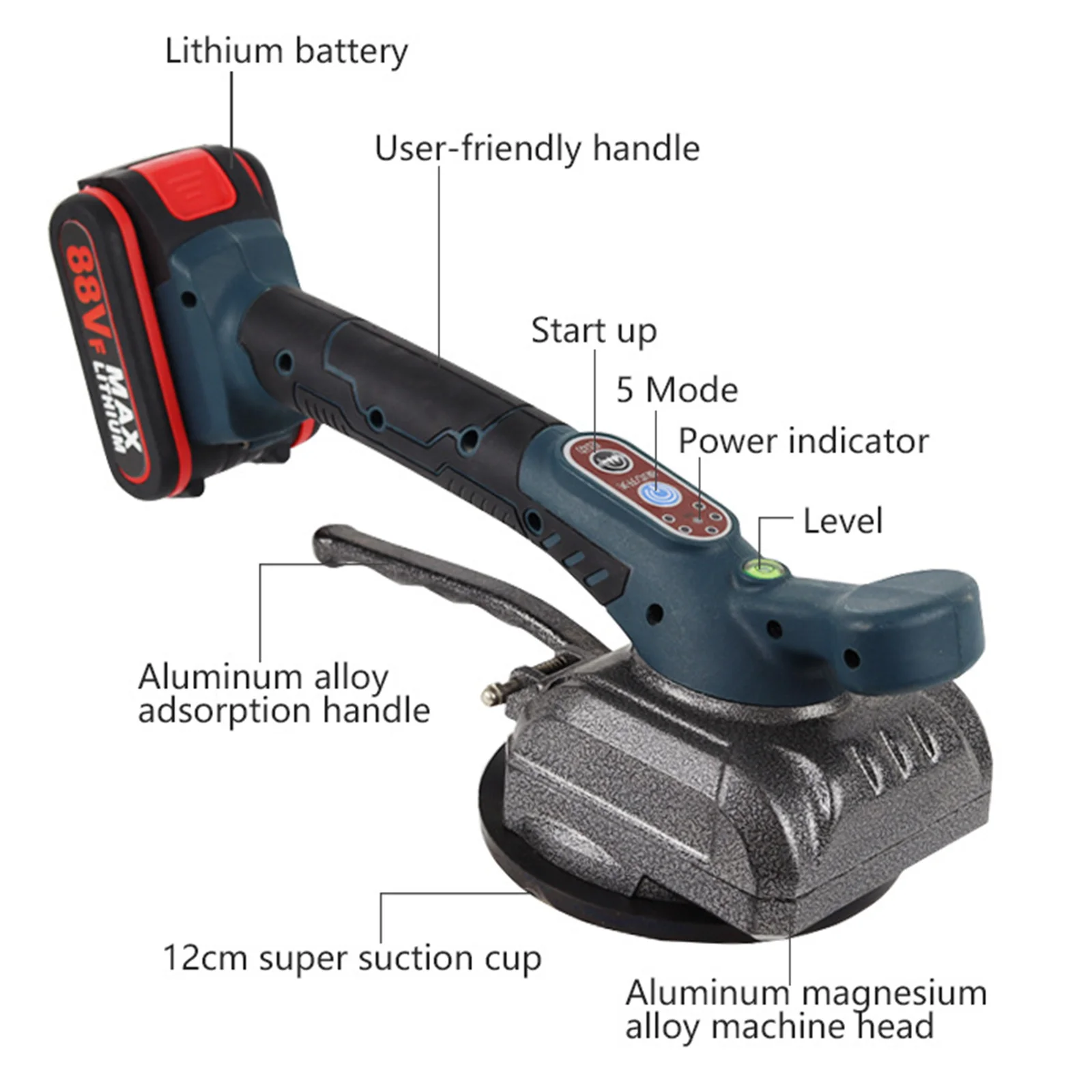 

21V Tile Tiling Machine Electric Wall Floor Tiles Laying Vibrating Tool Enlarged Suction Cup Home Decoration Tile