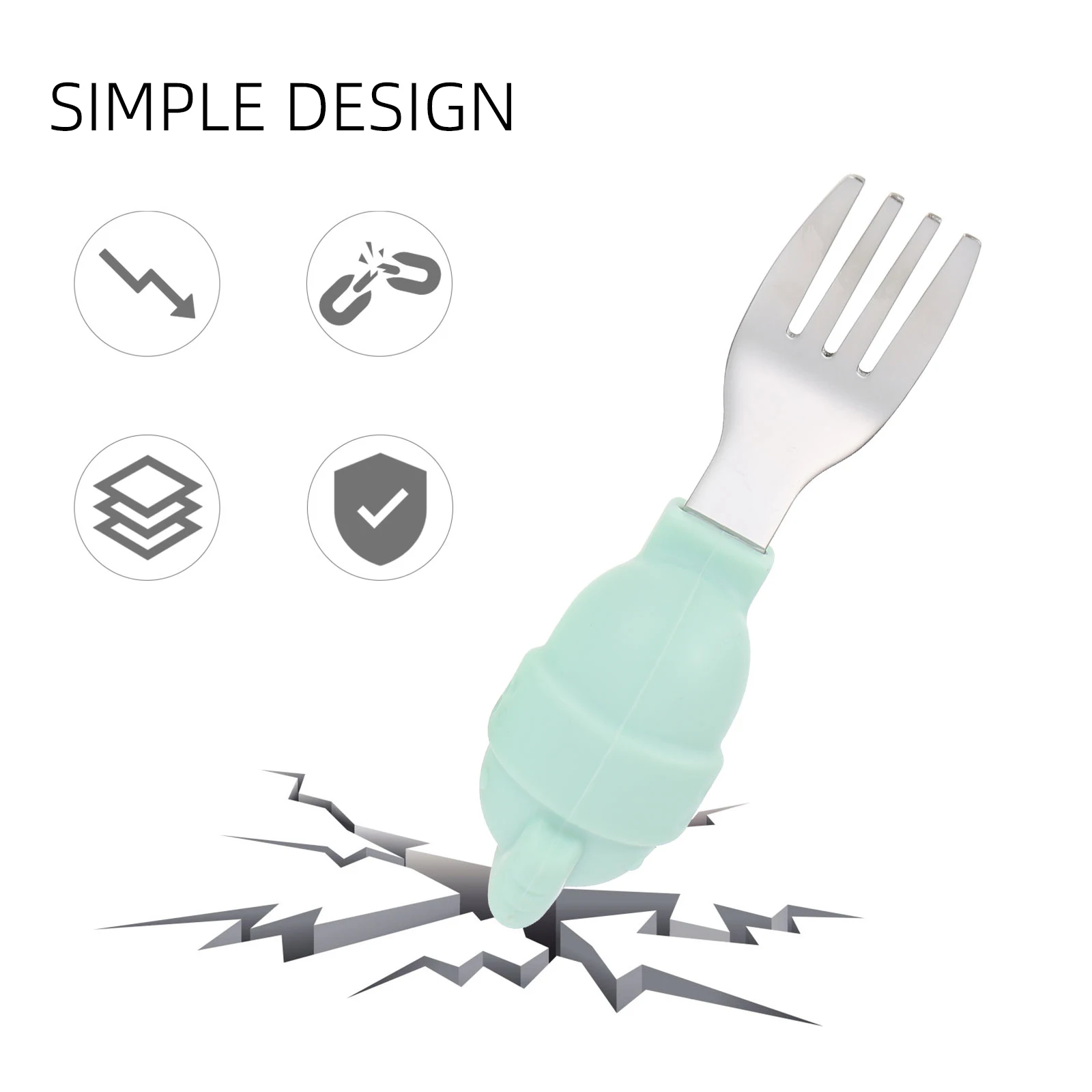 

Baby Tableware Set Feeding Fork Spoon Toddler Utensils Short H Training Green Newborn Stainless Steel Safe Durable