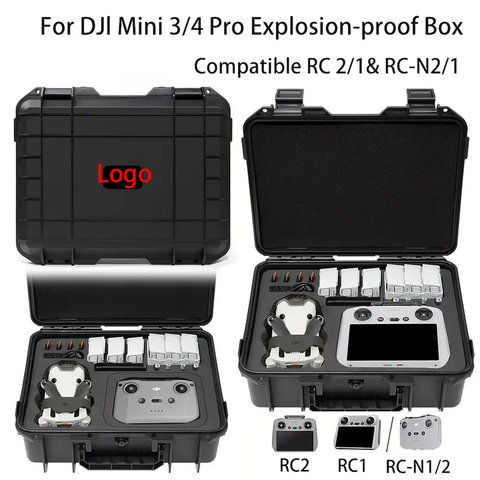 สําหรับ DJI Mini 3/4Pro กรณี Mini 4 Pro การระเบิด Mini 4 Pro กระเป๋าแบบพกพากล่องกันน้ํา Hard Shell ขนาดใหญ่ความจุกรณี
