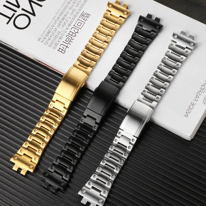 For Casio G-SHOCK GMW-B5000 316L Solid Stainless Steel WatchStrap Small Square Bracelet Gold Watch band Accessories Watch Chain