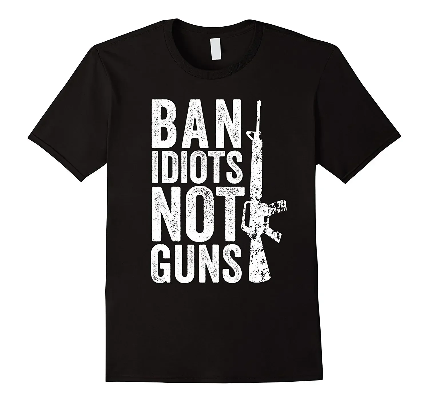 Hot Sale 100% Cotton Gun Lover Gift T-Shirt - Ban Idiots Not Guns - 2Nd Amendment Summer Style Tee Shirt