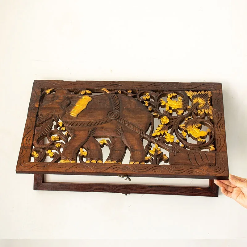 Thailand solid wood engraved meter box, switch box, distribution box covering decorative engraved board corridor entrance