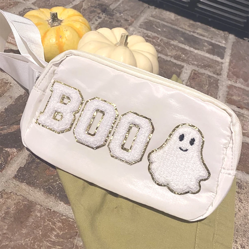 

BOO Letter Belt Bag Packs Halloween Fanny Pack Halloween Gifts for Girls Halloween Crossbody Bag Ghost Purse Cute Spooky Gothic