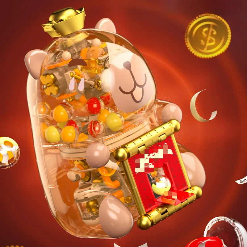 SEMBO Capybara Überraschung Gashapon Bausteine Maschine Zusammengebaut Kinder Kreative Figuren Trendy Spielzeug Modell Geburtstag Geschenk