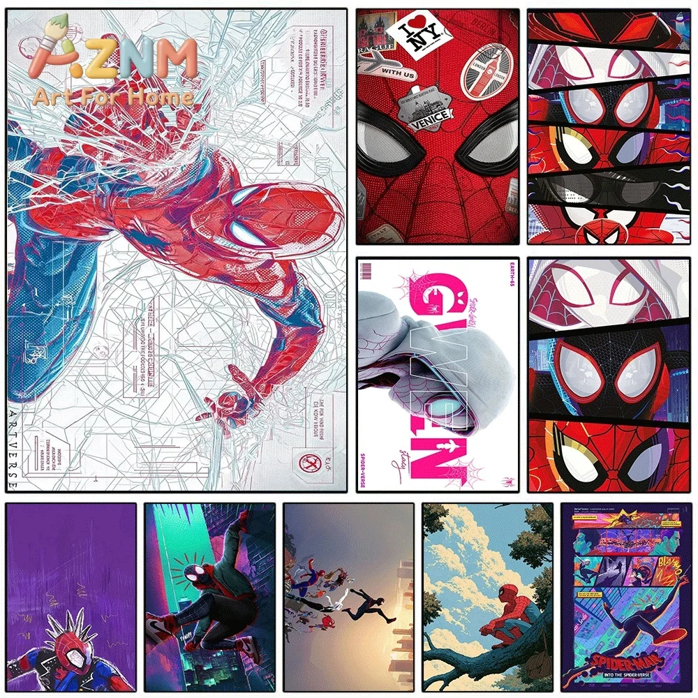 Spider Man Across The Spider Verse Canvas Wall Art No Frame Superhero Comic Poster Print Modern Home Bedroom Living Room Decor