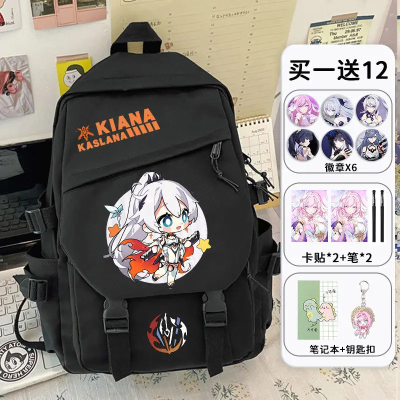 Honkai Impact Student Elysia Yaqina Grades 3 To 6, Large Capacity Backpack For Boys And Girls In Middle School Anime