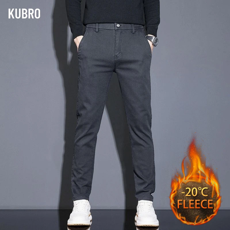 Calças de lã de emagrecimento casuais de negócios leves masculinos para outono e inverno bonito elegante e versátil adicionando lã