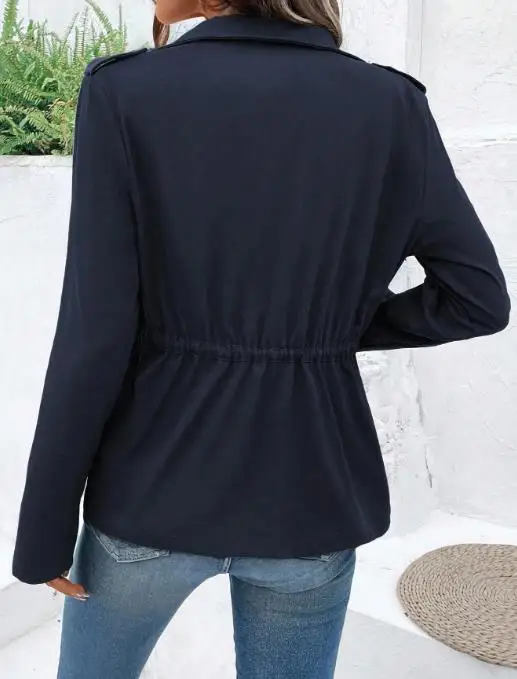 2025 outono/inverno nova moda feminina casual cor sólida manga longa com cordão regata feminina