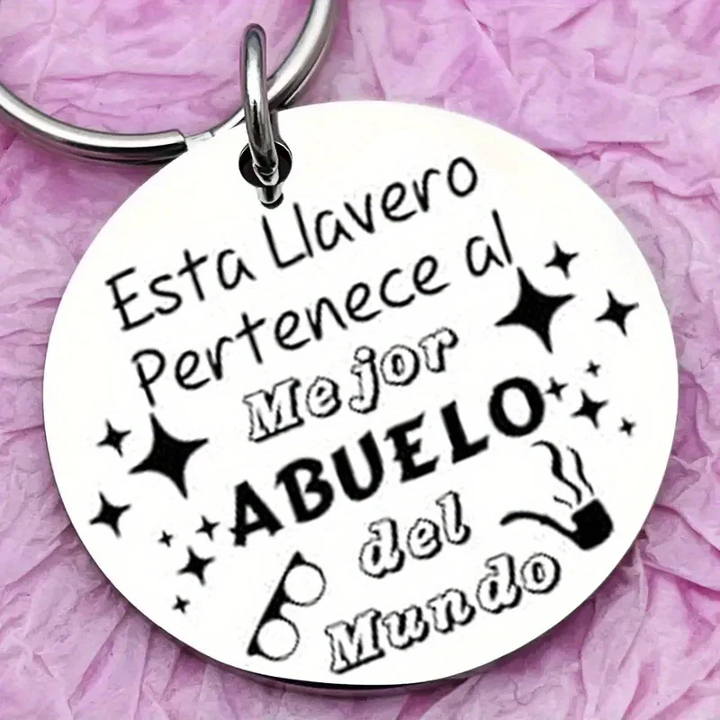 Keychain with Spanish language information, charming style keyring, perfect gift for grandparents, birthdays, Thanksgiving