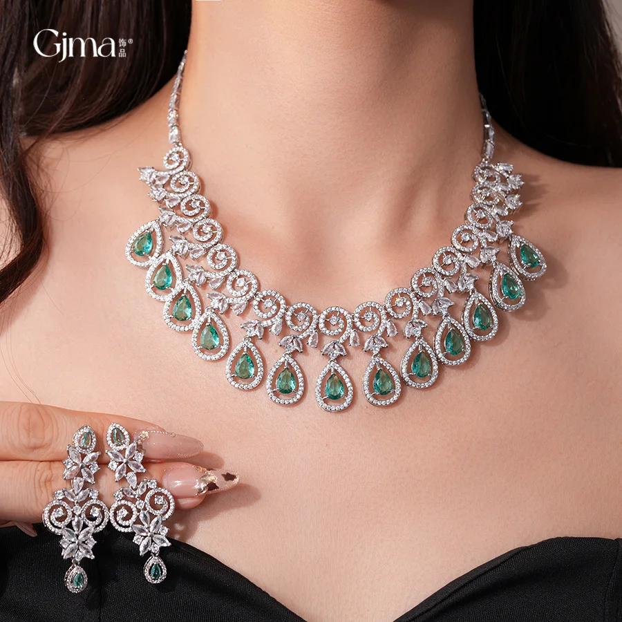 

Циркон, круглый цветок, женский комплект ожерелья и сережек, сверкающий комплект ювелирных изделий для женщин и девочек, свадьба, помолвка, юбилейная вечеринка