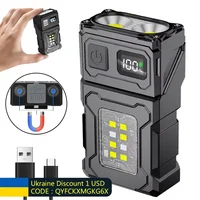 MINI USB Rechargeable LED Flashlight Portable Tail Magnet Flashlight Super Bright Camping Lantern Side COB Emergency Light