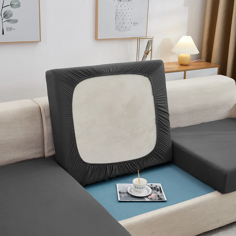 Plain Sofa Cushion Cover High Stretch Sofa Slipcover Living Room Spandex Elastic Furniture Protector Home L-Shaped Sofa Cover