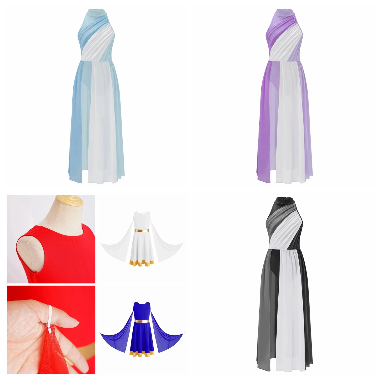 

Праздничное лирическое платье для девочек для церковного хора, литургический танцевальный костюм с сетчатыми драпировками, детское платье для поклонения и хваления