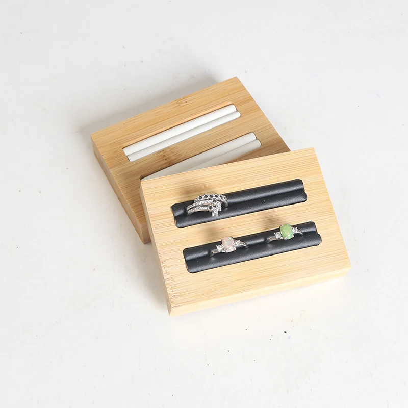 

Бамбуковый поднос для колец на 2 отделения, органайзер для хранения ювелирных изделий, витрина для колец