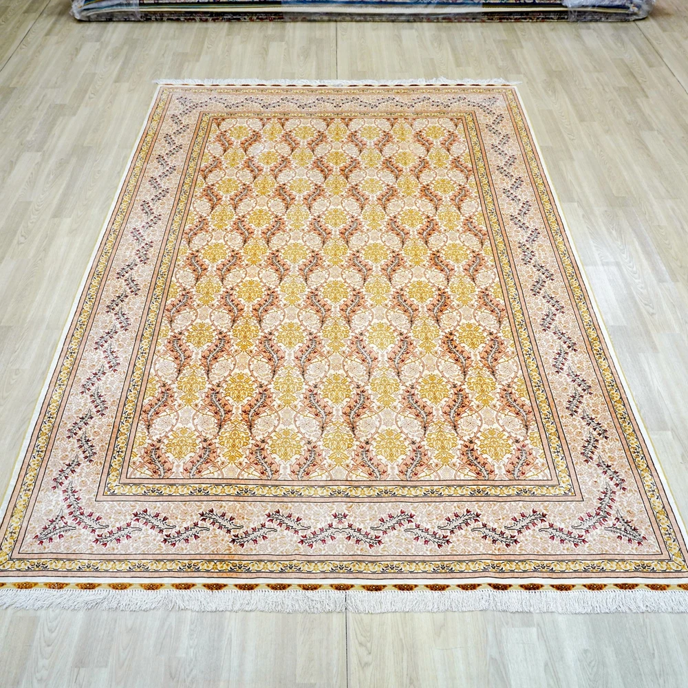 207x305cm Antique 100% Silk Turkish Rug Vantage Hand Knotted Persian Carpet (TJ738A)