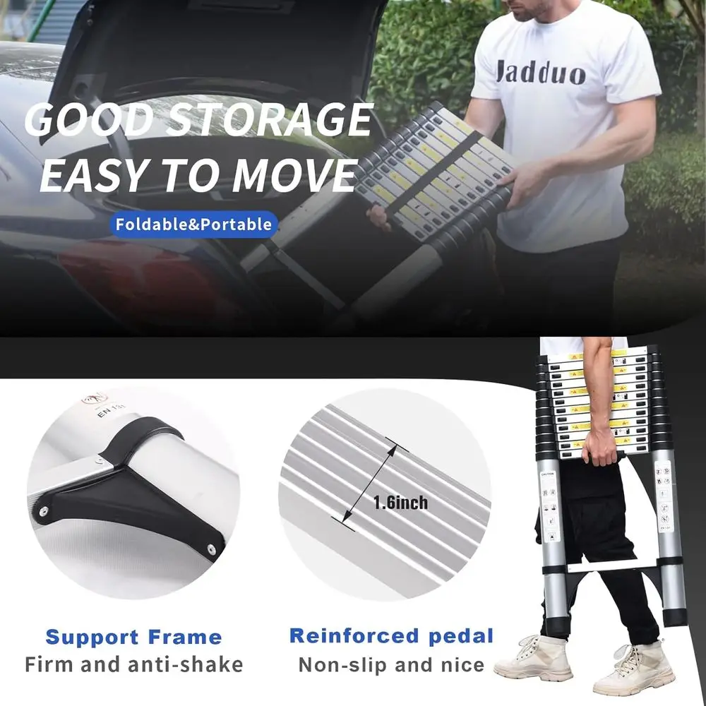 Telescoping Ladder, Portable Extension, Multi-pose Compact Ladder for Household and Outdoor Work, 330lbs Max Capacity