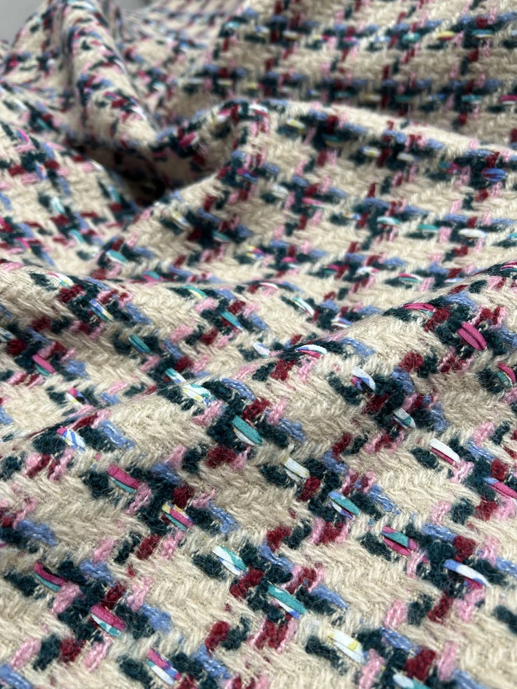 

New Brand 90 Woolen Weaving Fabric Small Fraance Sle Clothing Material Italian Origin Handmade DIY Sponge Pad