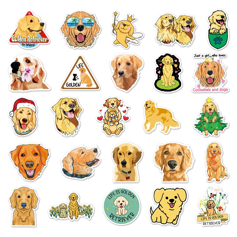 50pcs Golden Retriever Stickers decal scrapbooking diy home decoration phone laptop waterproof cartoon accessories